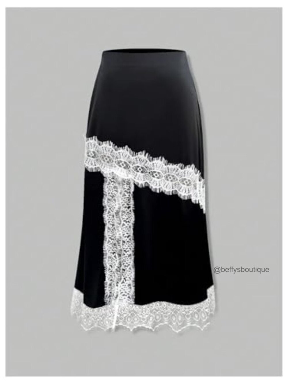 Lace High Slit Satin Maxi Skirt Elegant Festival Night Out Y2K - Picture 4 of 6